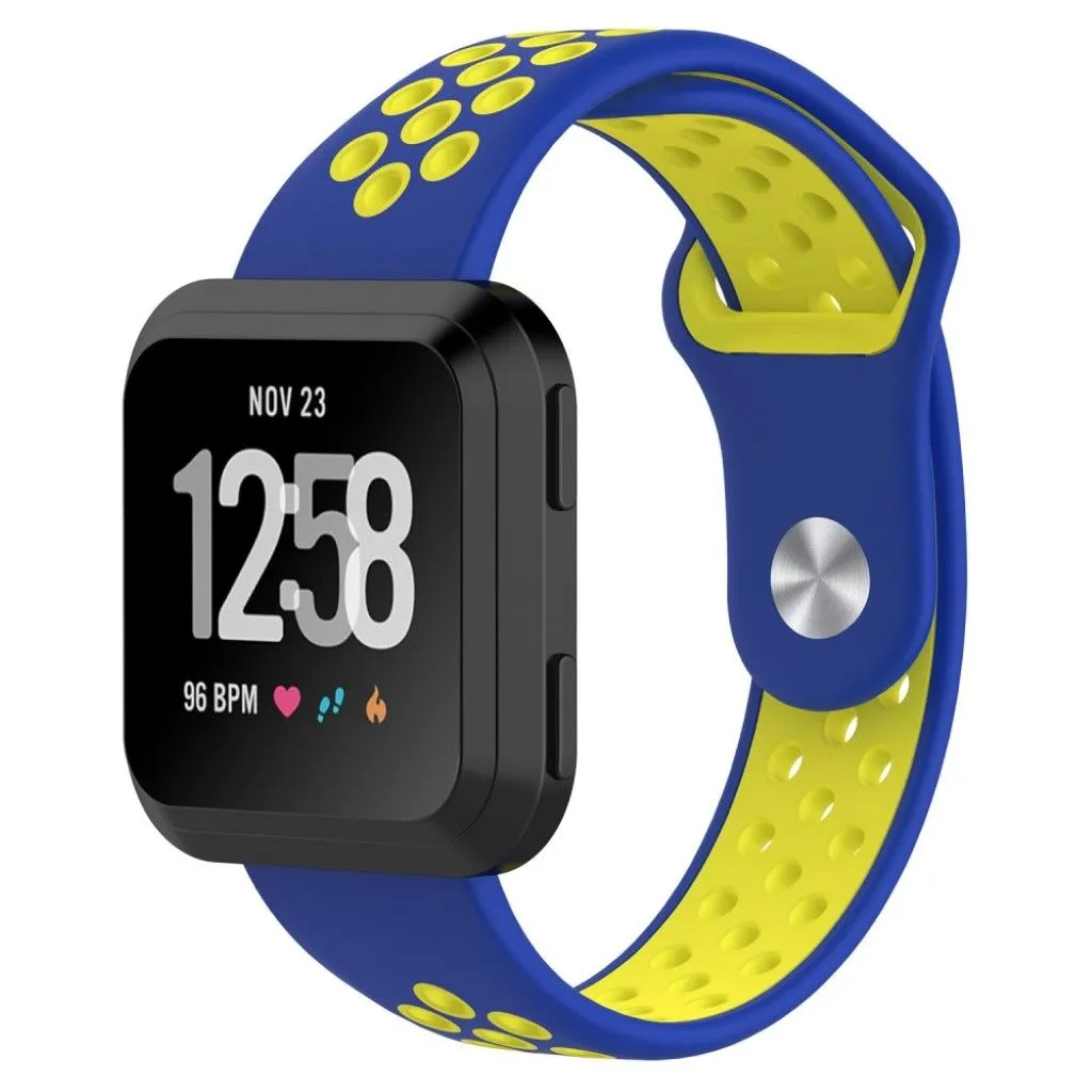 Fitbit Versa two-color breathable watchband replacement - Blue / Yellow