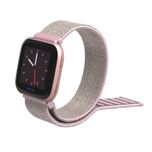 Fitbit Versa velcro closure flexible watchband - Silver / Pink