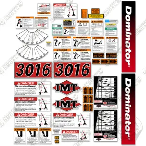 Fits IMT Crane Truck 3016 Dominator Series Full Safety Decal Kit with Logos