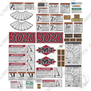 Fits IMT Crane Truck 3020 Series Full Safety Decal Kit with Logos