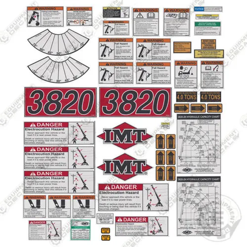 Fits IMT Crane Truck 3820 Series Full Safety Decal Kit with Logos