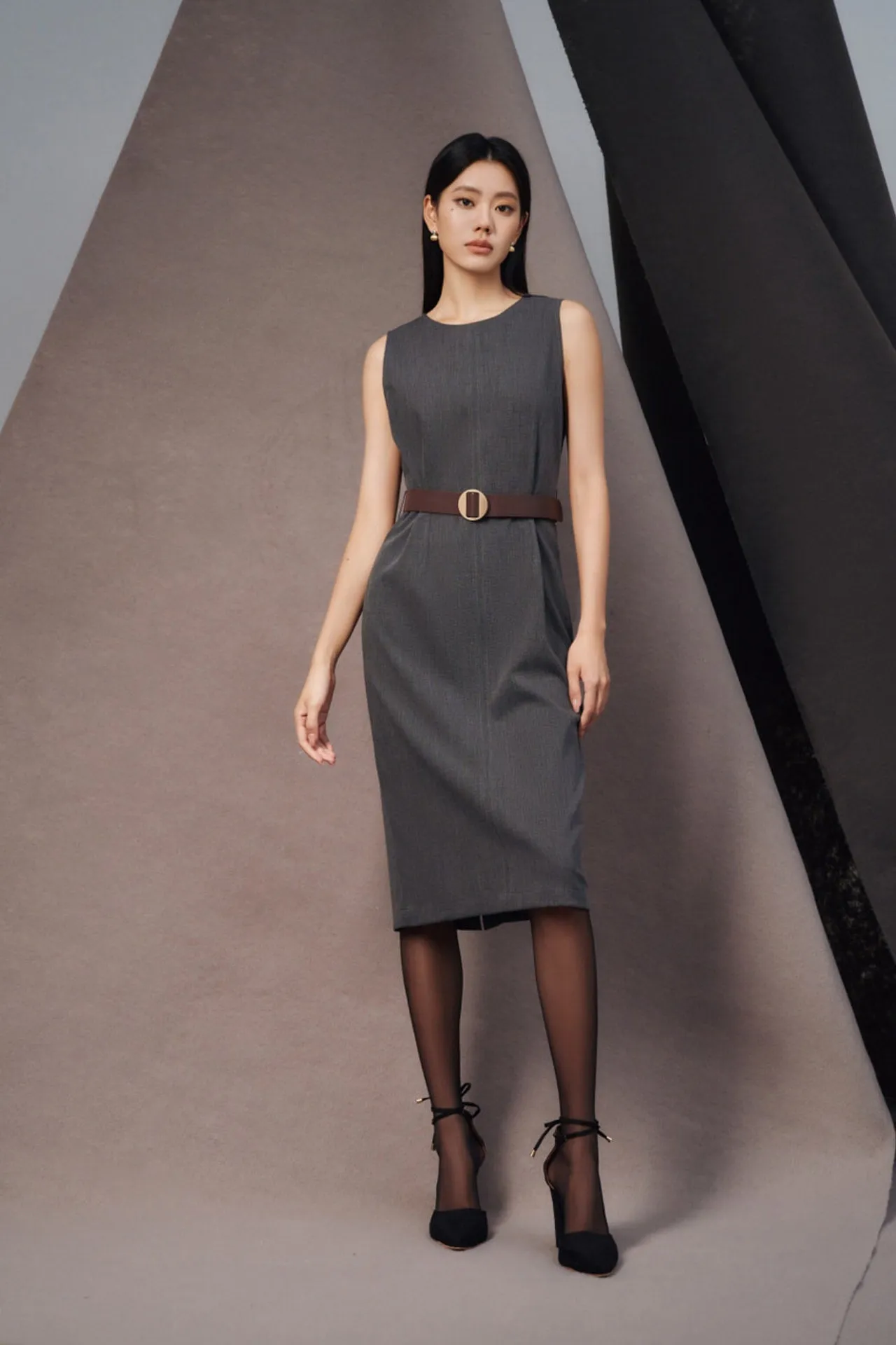 Fitted Dress With Belt