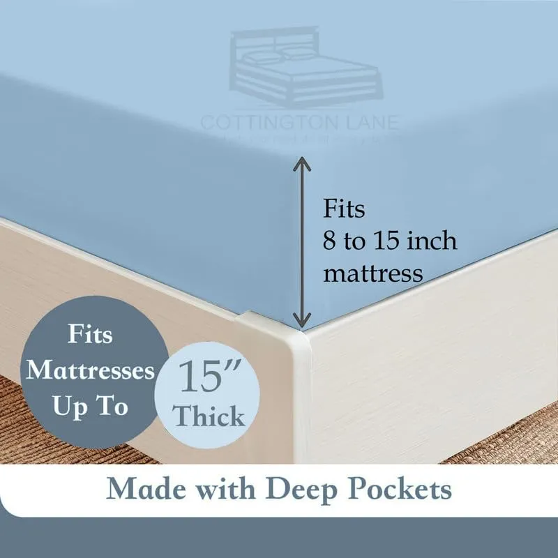 Fitted Sheet - Premium Hotel Quality Fitted Sheet with Pillow Case - 8 Inch Deep Pocket -Ultra-Soft Microfiber - Shrinkage & Fade Resistant- 72"x72"_Light Blue