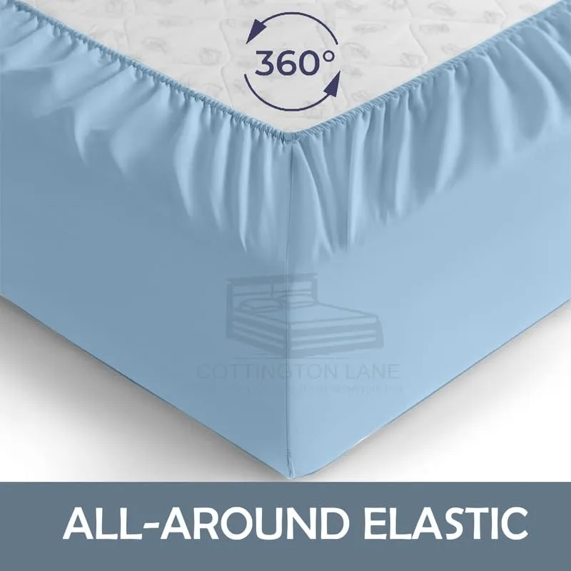 Fitted Sheet - Premium Hotel Quality Fitted Sheet with Pillow Case - 8 Inch Deep Pocket -Ultra-Soft Microfiber - Shrinkage & Fade Resistant- 72"x72"_Light Blue