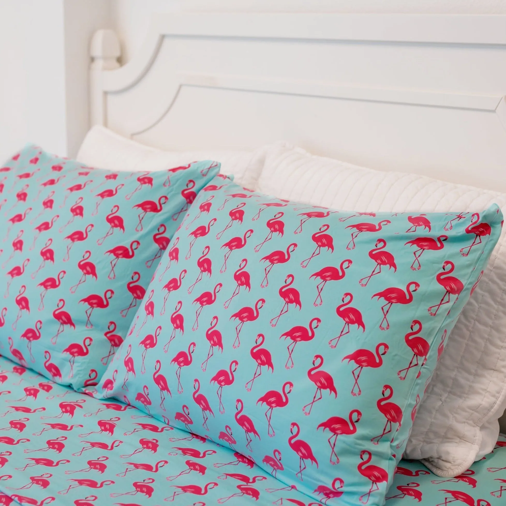 Fitted Sheet Twin - Flamingo Aqua