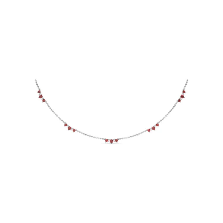 Five Stone Ruby and Diamond Station Necklace