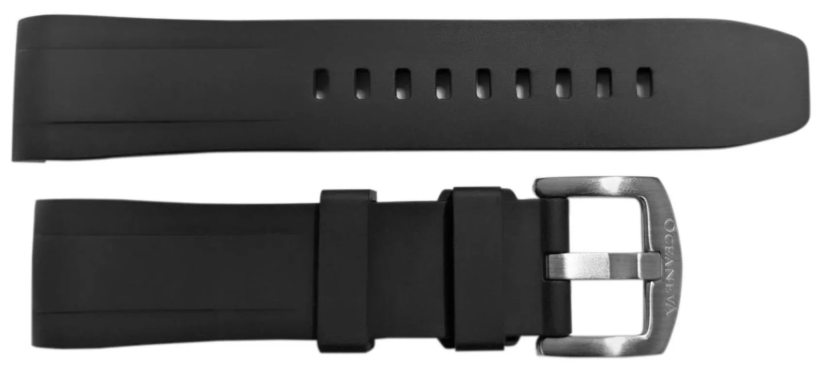 FKM Black Rubber Strap - BRUSHED Steel Buckle