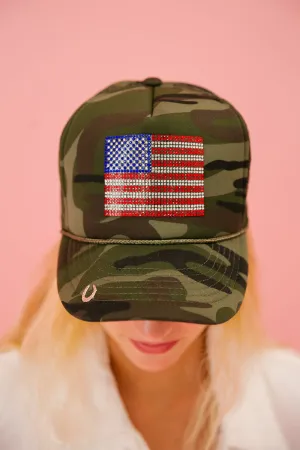 FLAG PATCH CAMO TRUCKER HAT