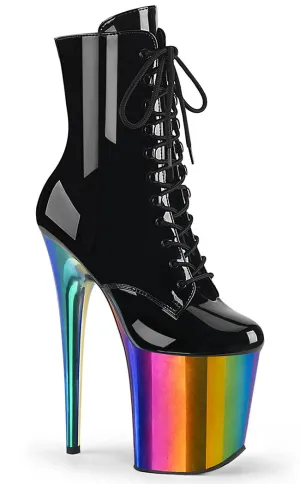 FLAMINGO-1020RC Black Patent & Rainbow Ankle Boots