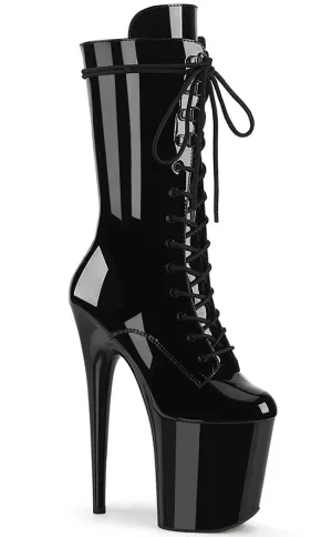 FLAMINGO-1050 Black Patent Mid Calf Boots