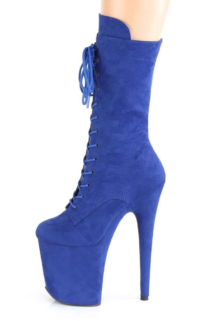 FLAMINGO-1050FS Royal Blue Suede Mid Calf Boots