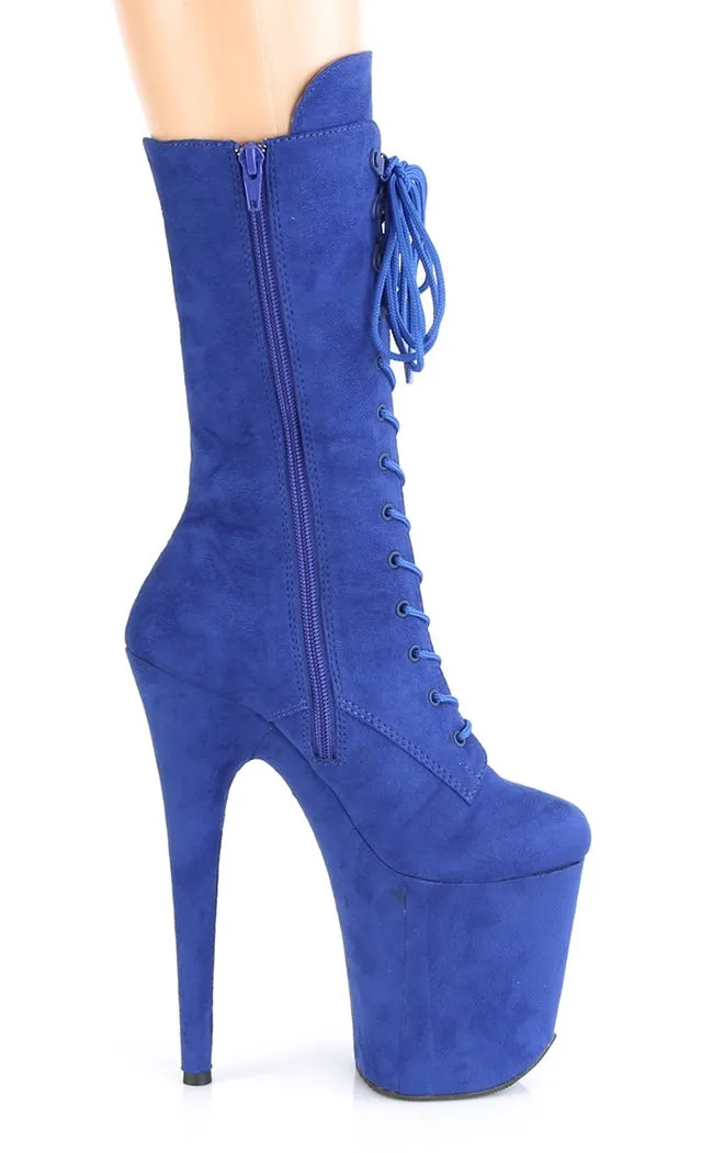 FLAMINGO-1050FS Royal Blue Suede Mid Calf Boots