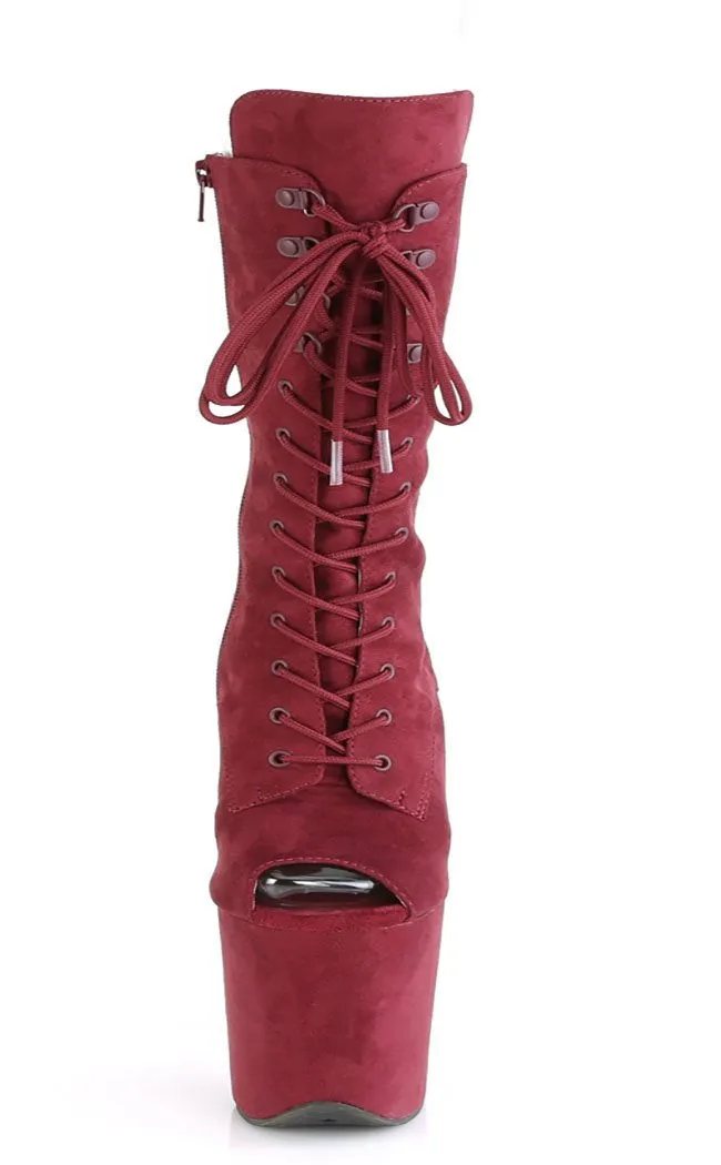 FLAMINGO-1051FS Burgundy Suede Open Toe Boots