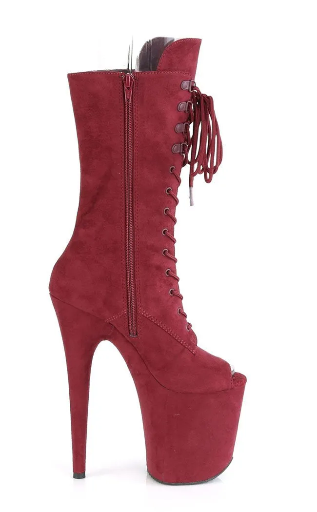 FLAMINGO-1051FS Burgundy Suede Open Toe Boots