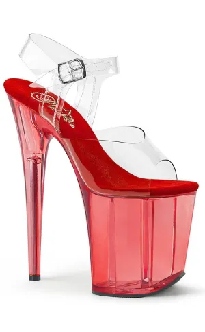 FLAMINGO-808T Clear & Red Platform Heels