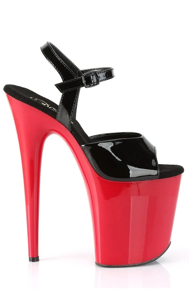 FLAMINGO-809 Black Patent & Red Platform Heels