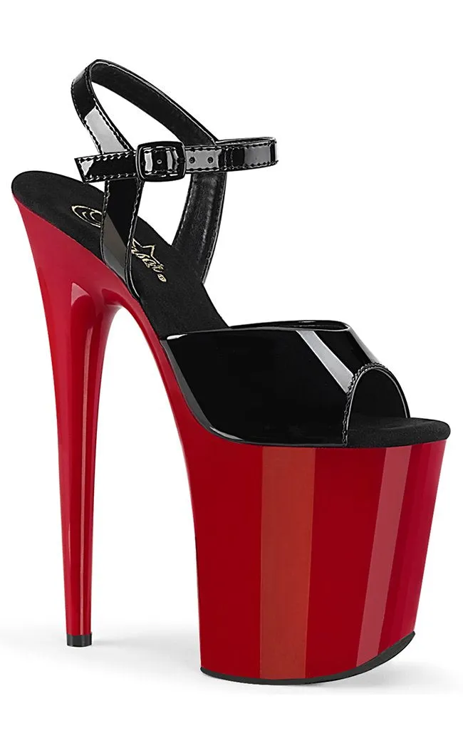 FLAMINGO-809 Black Patent & Red Platform Heels