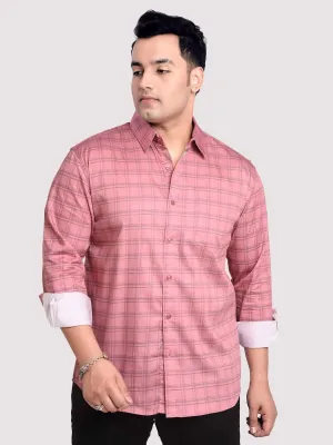 Flamingo Checkered Cotton Shirt Men's Plus Size