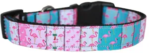 Flamingo Fun Nylon Dog Collar Md Narrow