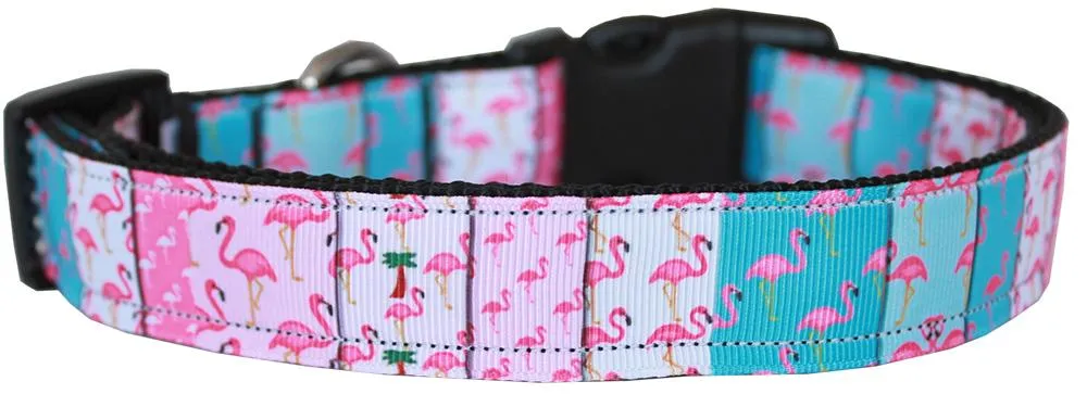 Flamingo Fun Nylon Dog Collar Md