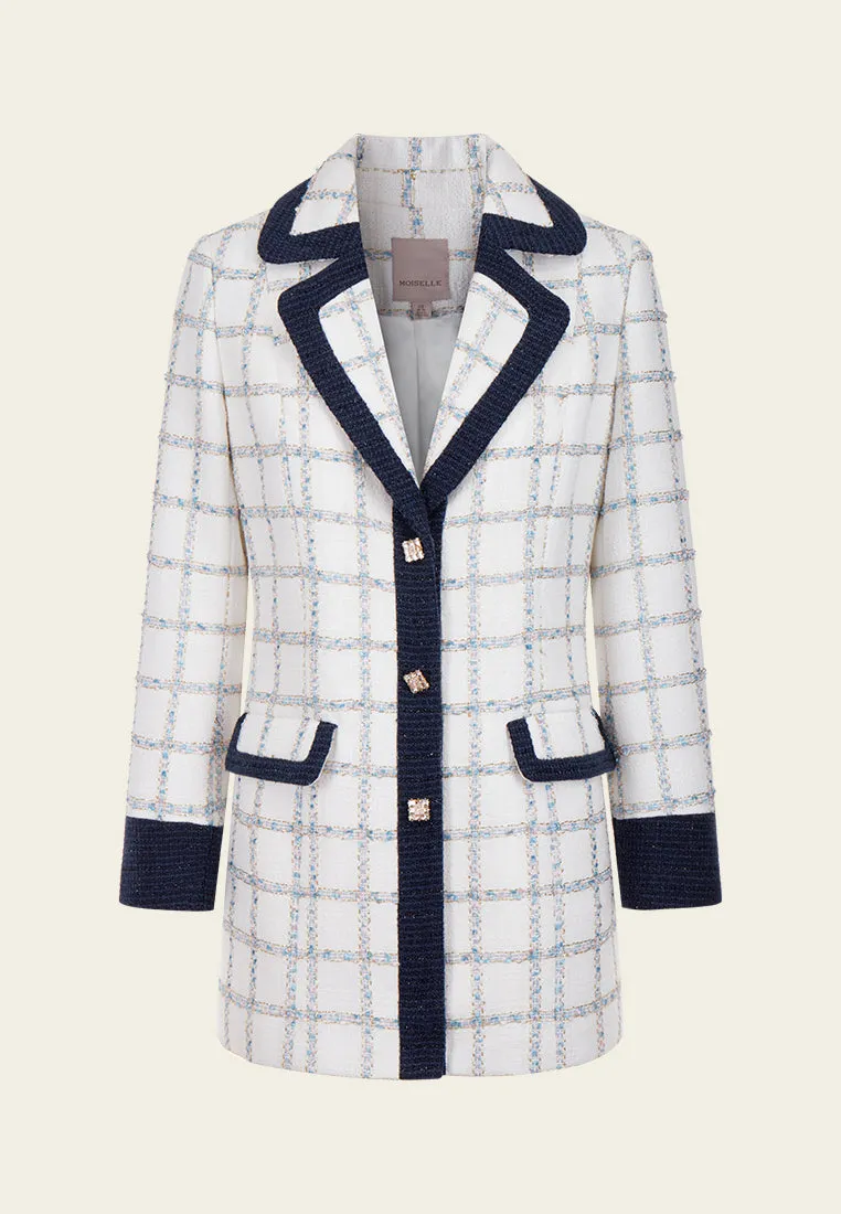 Flap-pocket Check Midi Coat