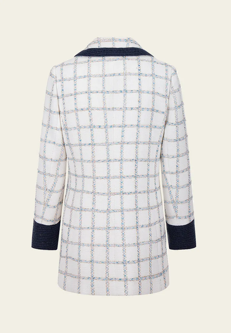 Flap-pocket Check Midi Coat