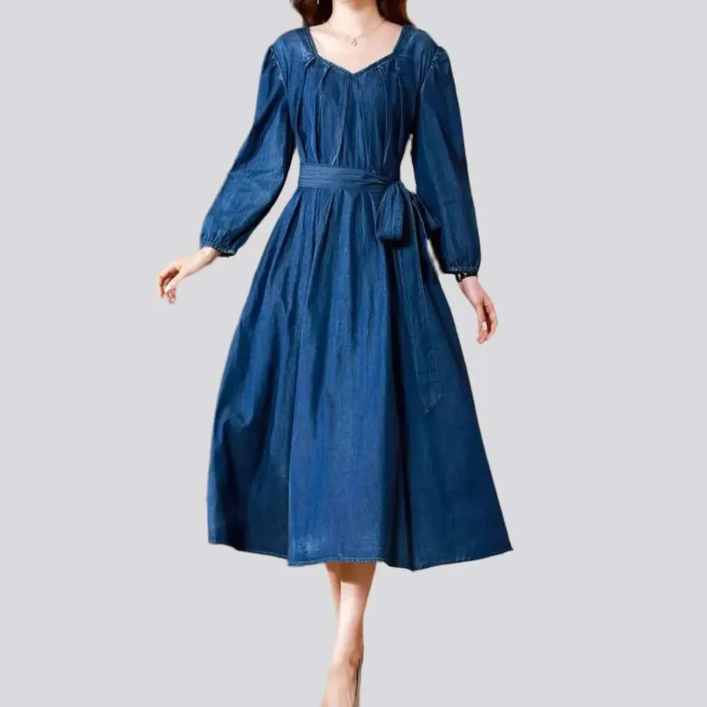 Flared denim dress