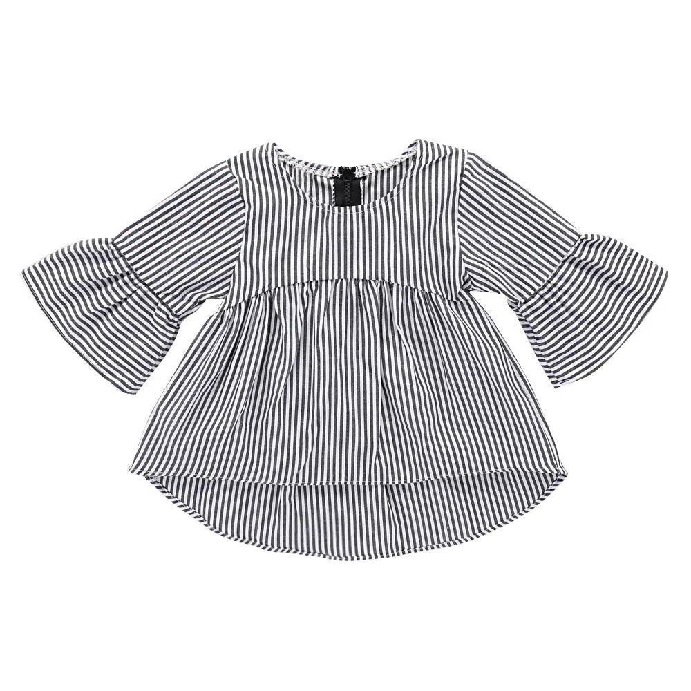 Flared Sleeve Classic Striped Tunic