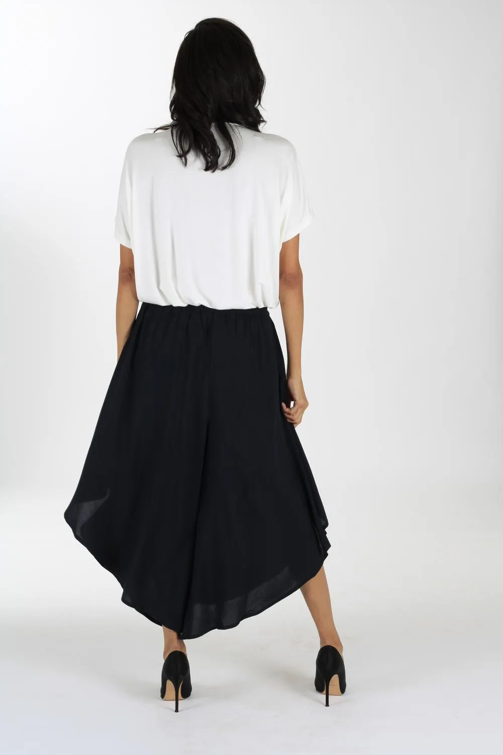 FLARED WIDE LEG PANTS IN MIDNIGHT BLACK