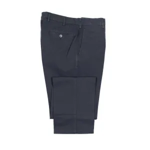 Flat-front trousers in navy medium-weight cotton/linen