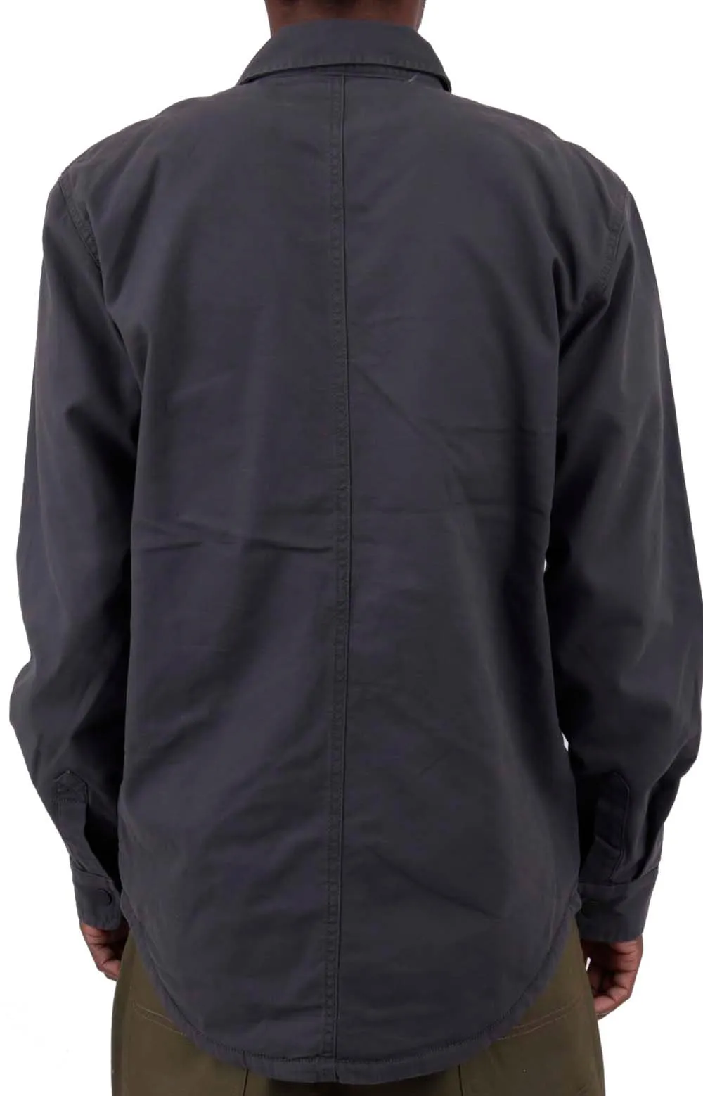 Fleece-Lined Canvas Shirt Jacket with Rugged Flex - Shadow