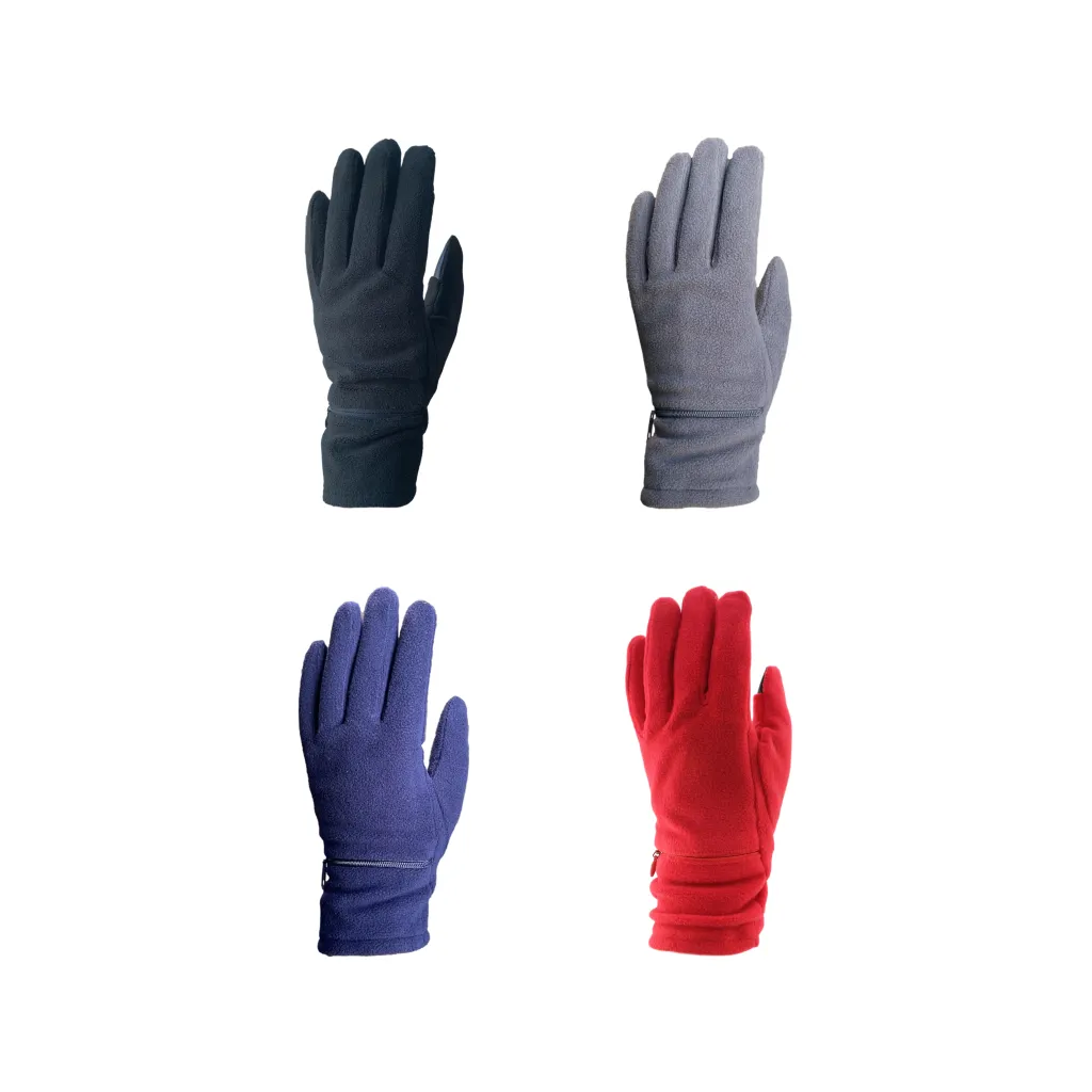 Fleece Lined Zipper Pocket Touch Enabled Gloves - Adult