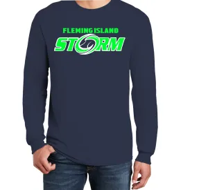 FLEMING ISLAND STORM UNISEX NAVY LONG SLEEVE COTTON TEE