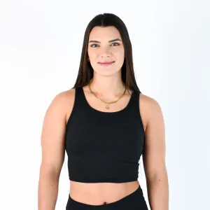 FLEO Breeze Crop Tank - Heather Black