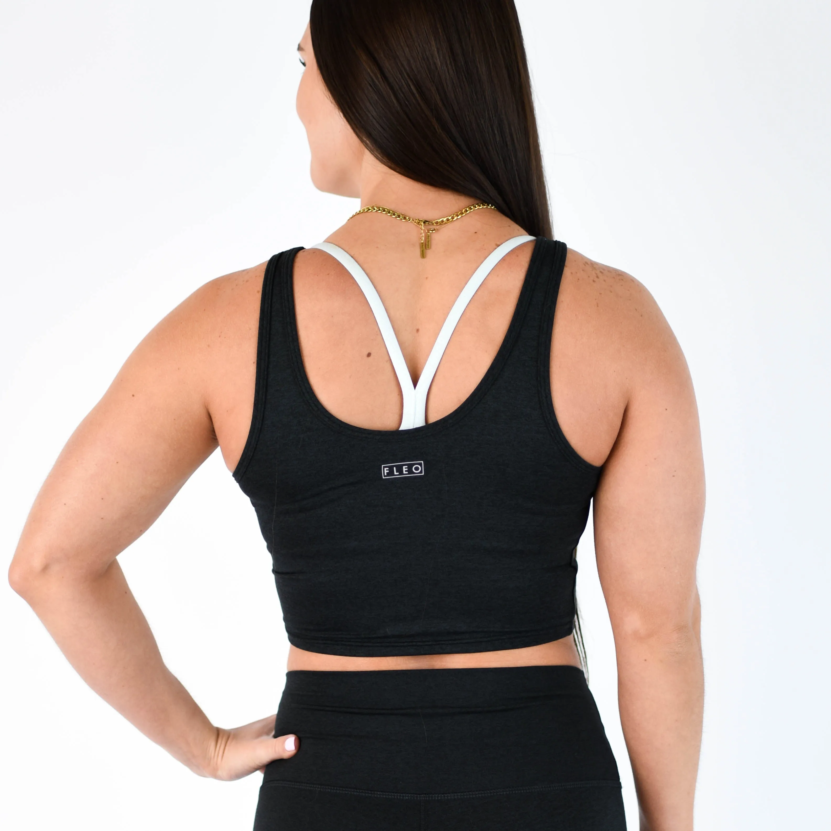 FLEO Breeze Crop Tank - Heather Black