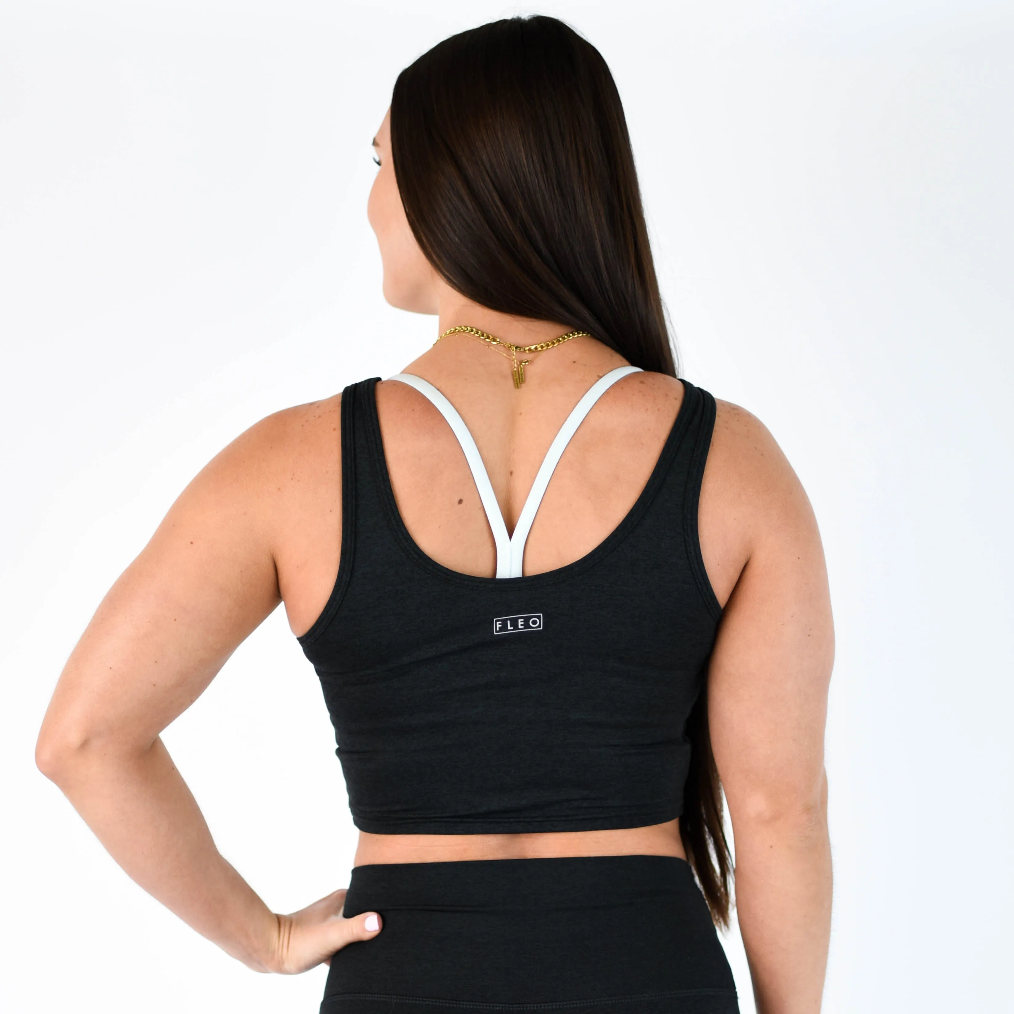 FLEO Breeze Crop Tank - Heather Black