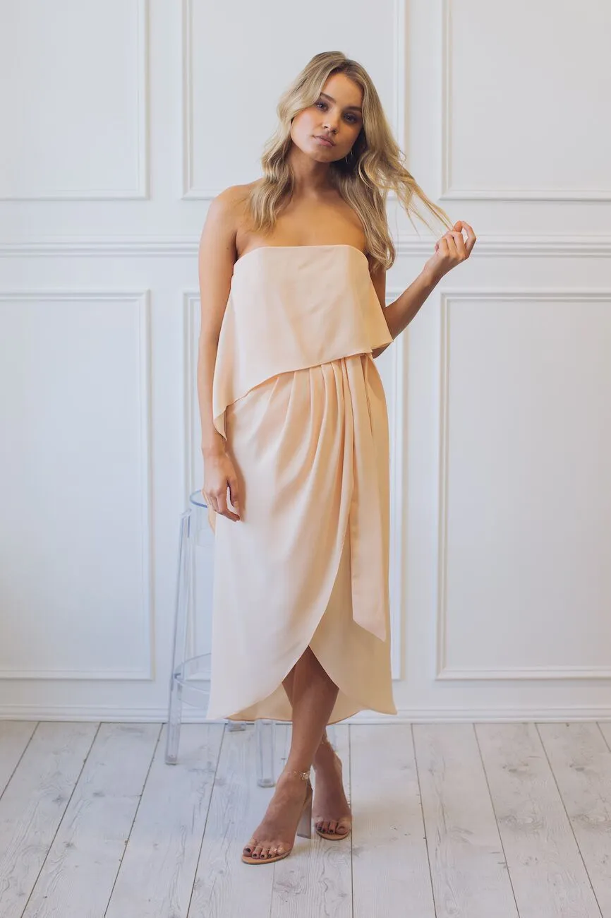 Fleur Strapless Dress - Apricot