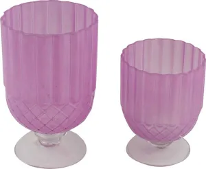 Fleurine Colored Glass Collection, Set of 2 Goblet Style Table Vases