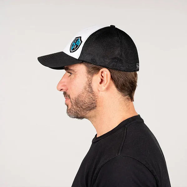 FlexFit Hat | Wht/Blk | SA Blue Shield