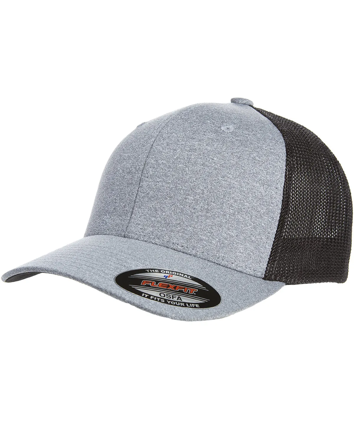 Flexfit Poly Melange Stretch Mesh Customized Caps, Heather/ Black