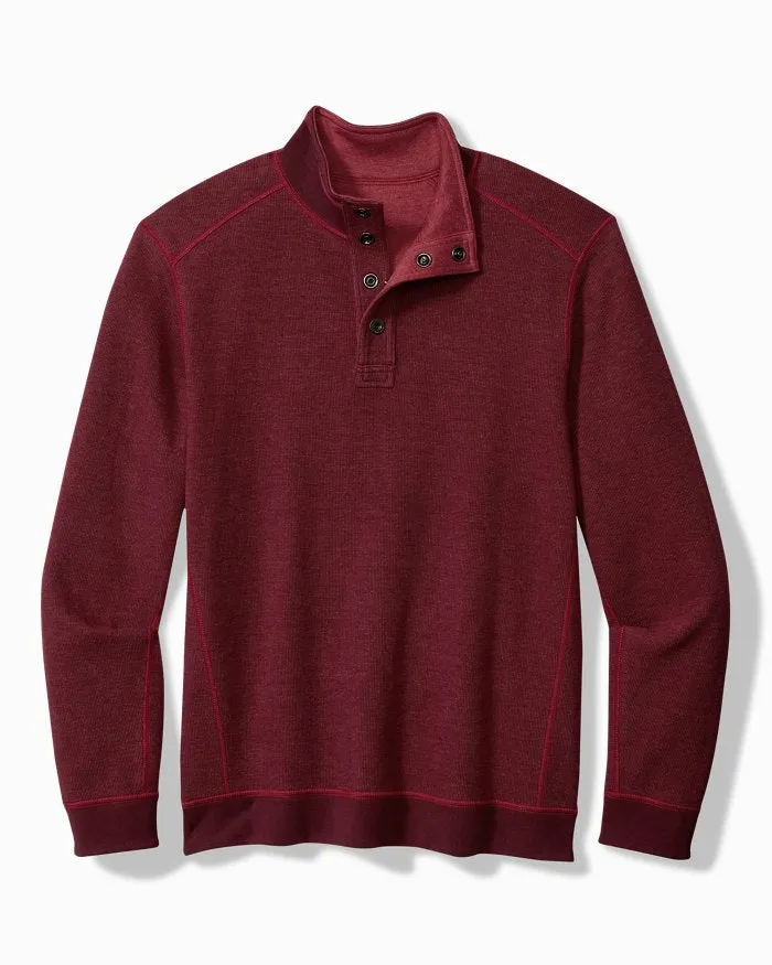 Flip Coast Reversible Snap Mock Sweatshirt in Aged Claret Heather by Tommy Bahama