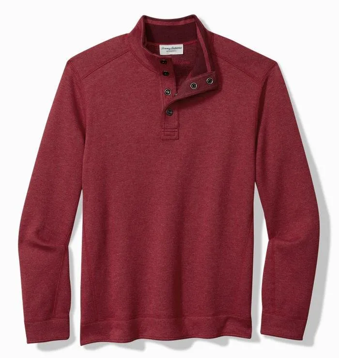 Flip Coast Reversible Snap Mock Sweatshirt in Aged Claret Heather by Tommy Bahama