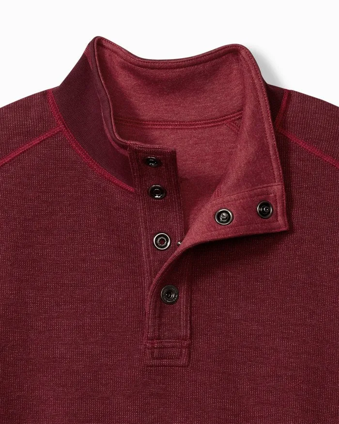 Flip Coast Reversible Snap Mock Sweatshirt in Aged Claret Heather by Tommy Bahama