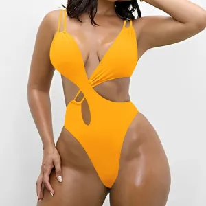 Flirty Cutout Triangle One-piece Swimsuits