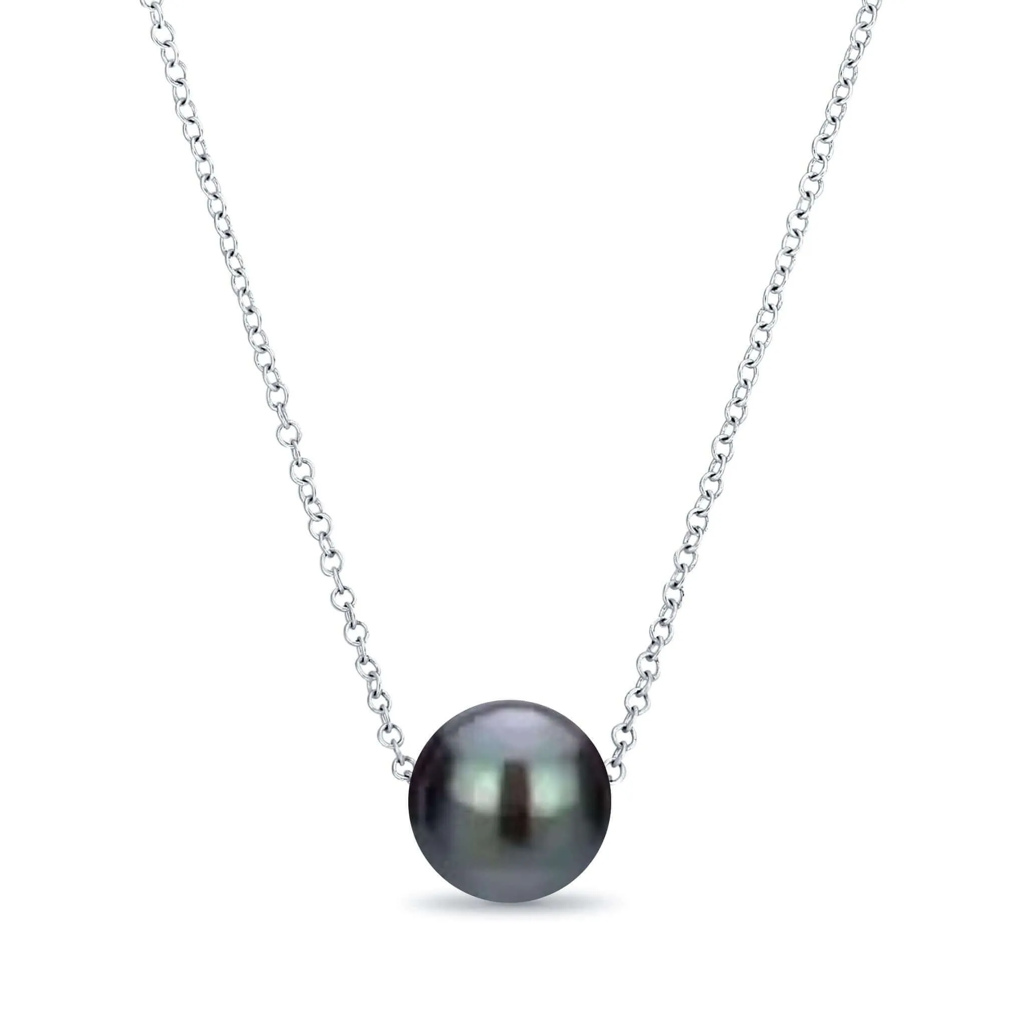 Floating Freshwater Pearl Necklace On Sterling Silver Chain