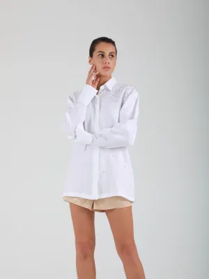 Flock Crystal Embellished Oversized Shirt