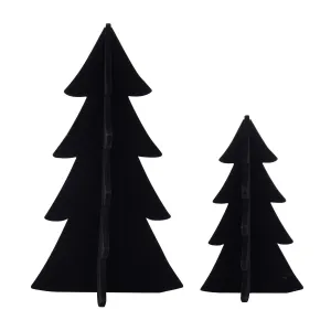 Flocked Black Tree Figure, Set of 2