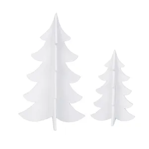 Flocked White Tree Figure, Set of 2