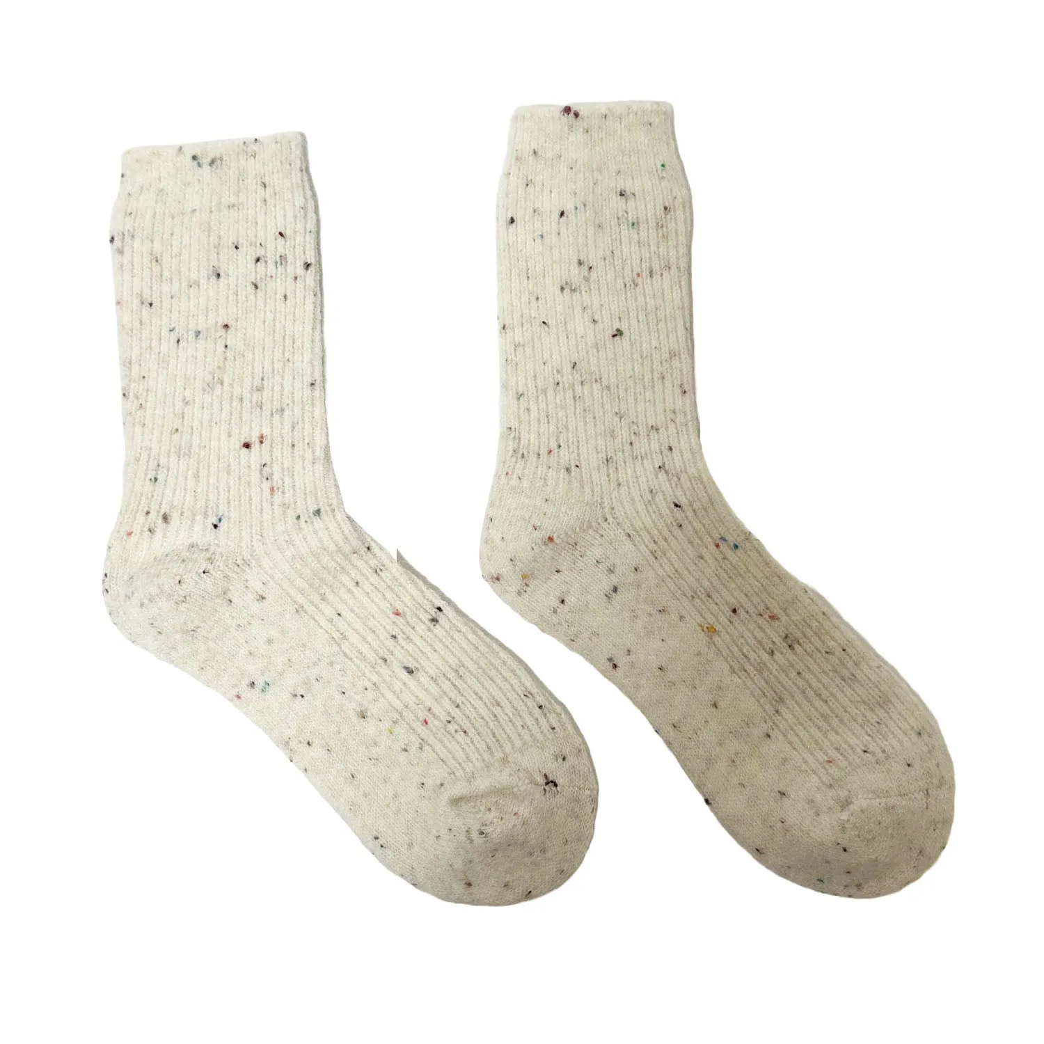 FLOOF Women's Speckled Wool Blend Socks in White Confetti