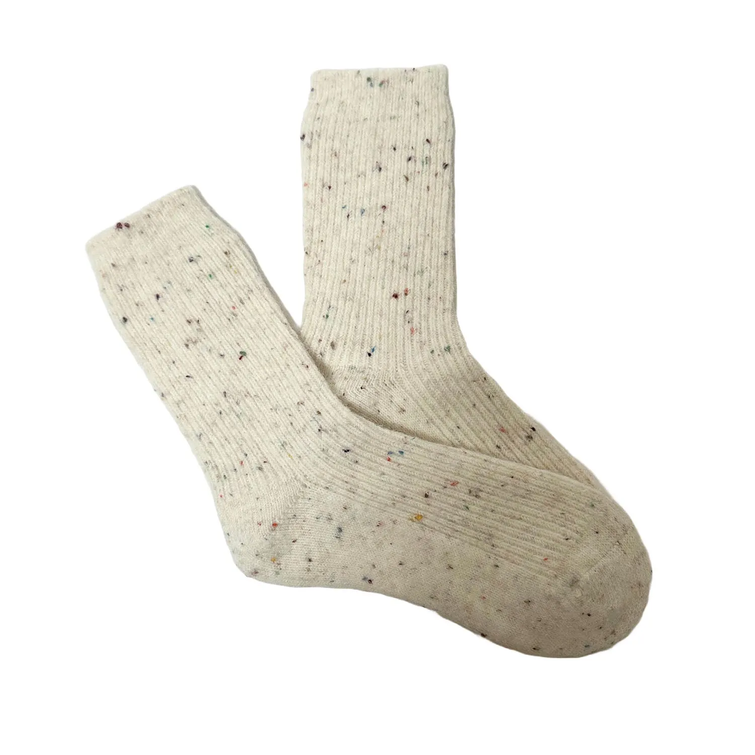 FLOOF Women's Speckled Wool Blend Socks in White Confetti